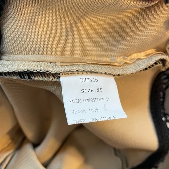 Chicida Puff Long Sleeve Mesh Patchwork Fringed Bandage Dress stars - Picture 7 of 8